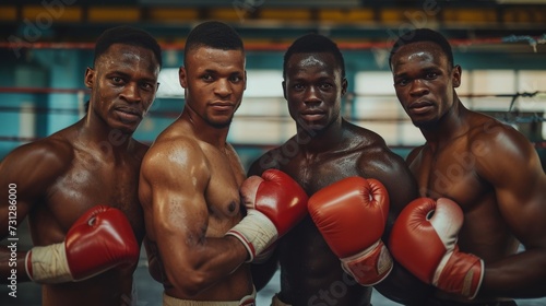 Boxers posing for the camera with smiles