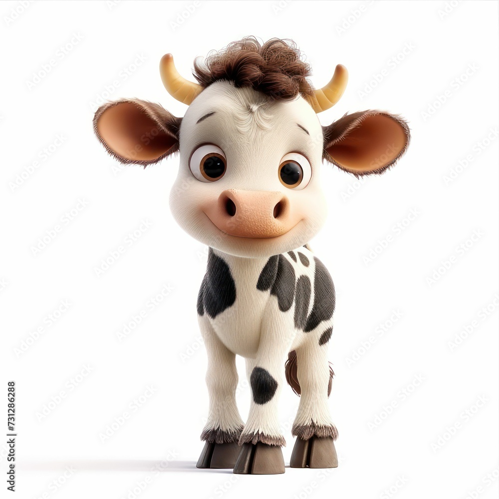 cute funny cow on white background