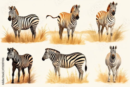 Group of African safari animals together and Cute safari wildlife animal with giraffe  lion  elephant  lion  zebra  tiger