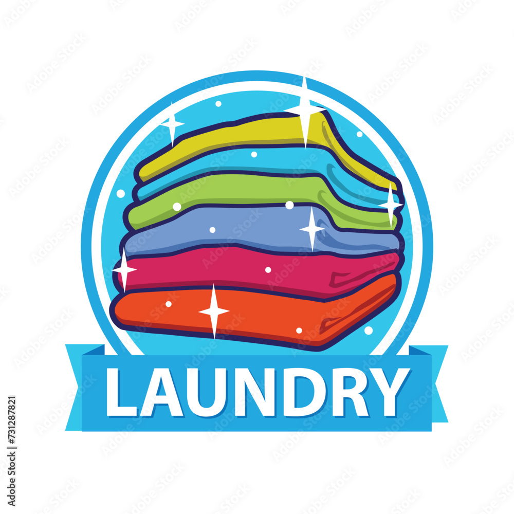 Laundry Logo Design with Neatly folded clothes
