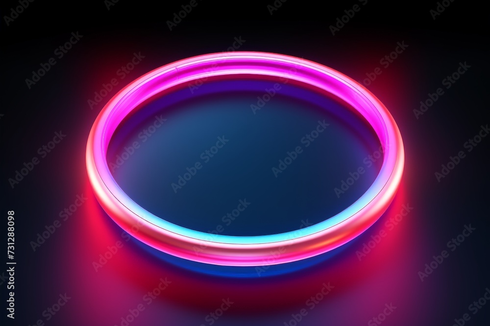Abstract geometric background of neon linear ring glowing in the dark. Minimalist futuristic wallpaper Abstract geometric background of neon linear ring glowing in the dark. Minimalist futuristic wallpaper
