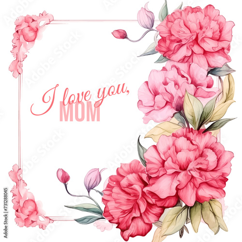 Delicate carnations in vector watercolor - a gentle gift for mom, like inspiration blooming on a card