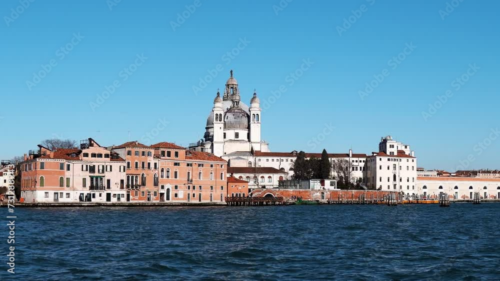 Church of Santa Maria della Salute in Venice. Cathedral in Venice on the Grand Canal. Beautiful view of Venice. Church of Santa Maria della Salute in Venice. Cathedral in Venice on the Grand Canal. Beautiful view of Venice.