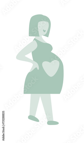 A vector illustration of a pregnant woman in cute simple doodle style. Hand drawn illustration for topic motherhood and baby.