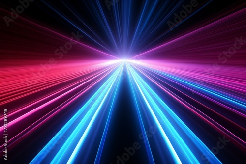 abstract ascending pink blue neon lines isolated on black background. Digital ultraviolet wallpaper © Andrius