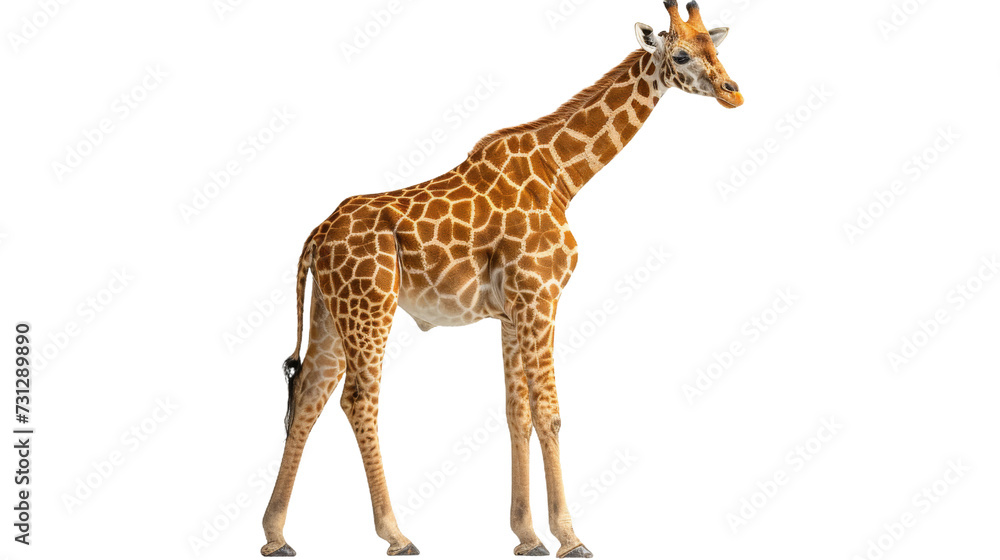 Giraffe Standing in Front of White Background