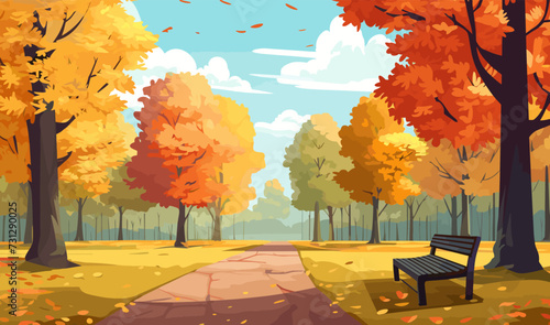 Autumn foliage in a park vector simple 3d smooth isolated illustration