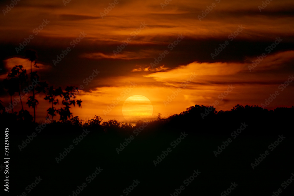 Fototapeta premium sunset over the hill