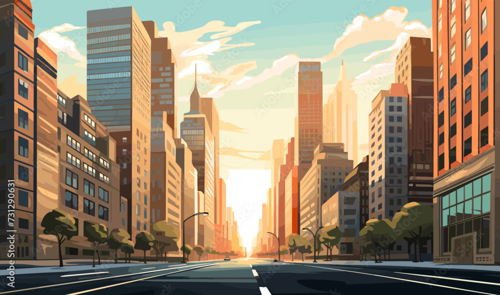 Street of skyscraper buildings background vector illustration Street of skyscraper buildings background vector illustration