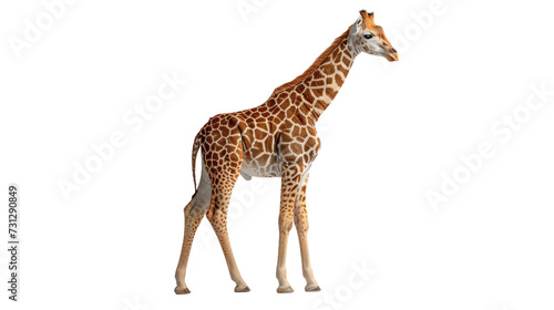 Giraffe Standing in Front of White Background