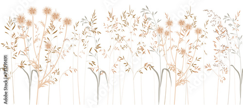 seamless watercolor arrangements with small flower. Botanical  minimal style. Vector stock illustration. Delicate flowers. Isolated on a white background.