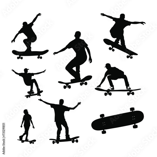 Skateboarder silhouette skateboard silhouette vector illustration