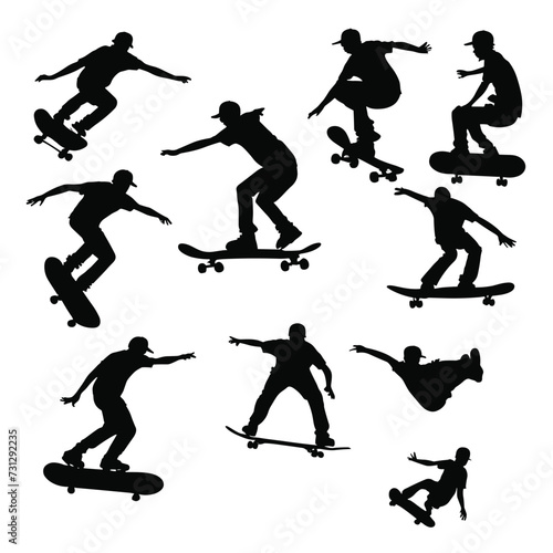 Skateboarder silhouette skateboard silhouette vector illustration