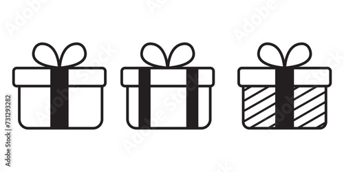 Gift box icon. Gift wrapping symbol. Surprising gift box signs. Christmas gift icon, vector illustration symbol in white background.