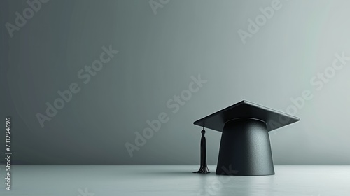 Minimalist background featuring a lone graduation cap