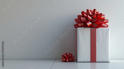 Clean and uncluttered setups with a neatly wrapped present, embodying understated beauty