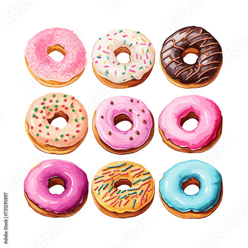 Watercolor donut clipart for graphic resources