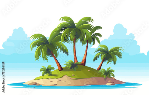 A tropical island with palm trees vector simple 3d isolated illustration