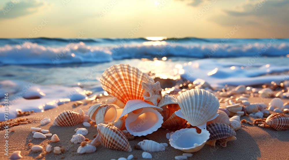 Seashell on the Sand on a Sunny Day Seashell on the Sand on a Sunny Day