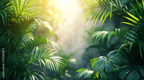 Clean and minimal backgrounds highlighted by lush tropical foliage © ArtCookStudio