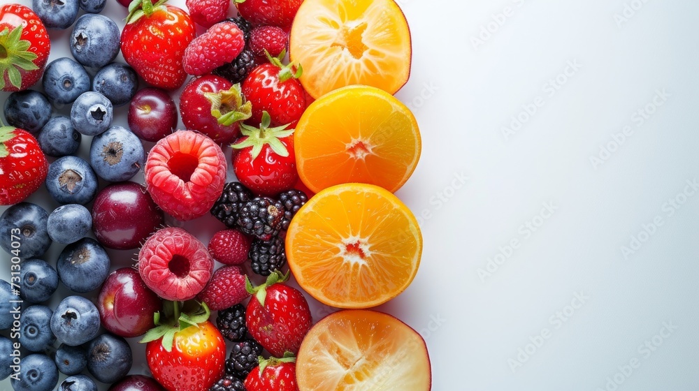 Minimalistic compositions with ripe fruits and berries Minimalistic compositions with ripe fruits and berries