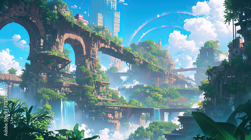 planet earth future solar power illustration manga style