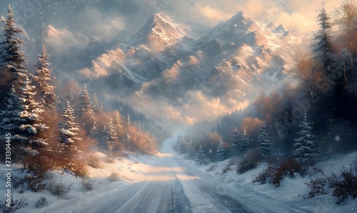 Craft serene snowscapes and winter wonderland backdrops © Zain
