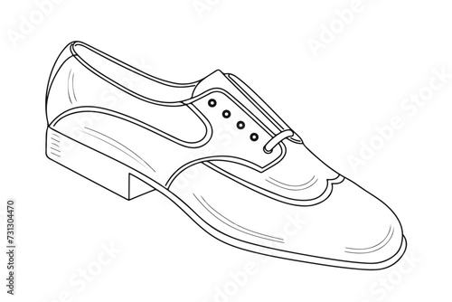 Sketch outline of classic low shoes for men, isolated vector