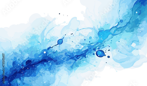 Abstract watercolor splashes stains blue universe, color painting illustration isolated © Svitlana