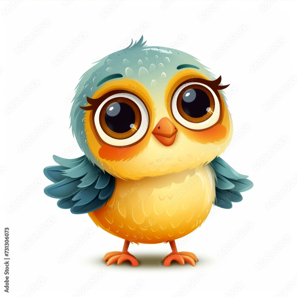 flat logo of cute baby bird with big eyes lovely little animal 3d rendering cartoon character flat logo of cute baby bird with big eyes lovely little animal 3d rendering cartoon character