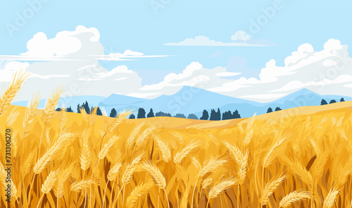 wheat field vector flat minimalistic isolated illustration