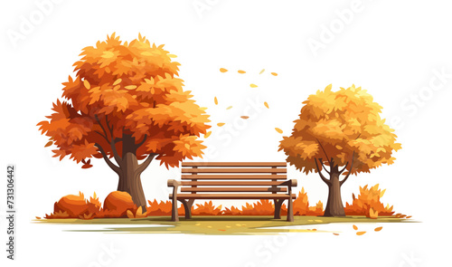 Autumn foliage in a park vector simple 3d smooth isolated illustration