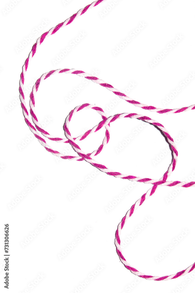 Wrapping Paper Stripy String Rope Close Up on White Background Wrapping Paper Stripy String Rope Close Up on White Background