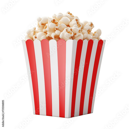 3d popcorn bucket isolated on transparent background, png