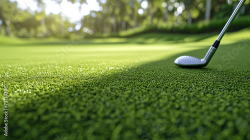 A stunning mockup featuring a premium golf club showcased on a picturesque, lush green fairway. This image beautifully captures the club's impeccable design and exceptional material quality,