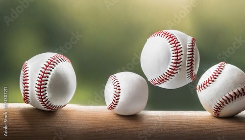 set with traditional baseball balls on white background banner design sportive equipment photo