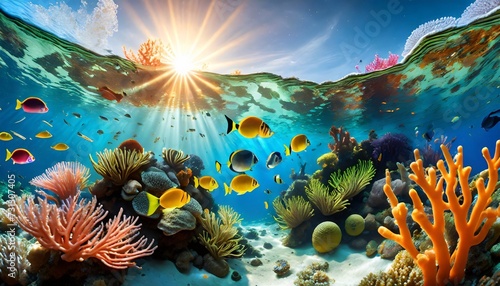 an underwater ecosystem teeming with vibrant marine life emphasizing the beauty and importance of marine biodiversity generative ai photo
