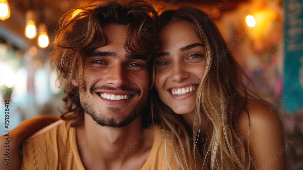 Captivating Couple in Warm Ambiance Captivating Couple in Warm Ambiance