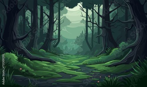 fantasy forest vector flat minimalistic isolated illustration