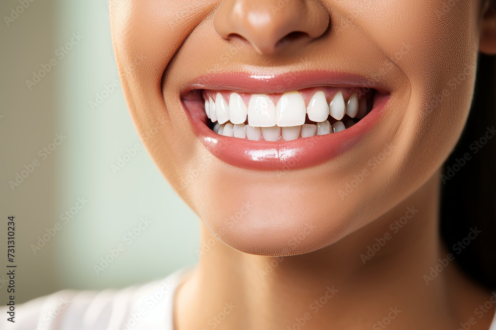Obraz premium Close-up of a radiant smile with flawless, white teeth