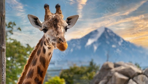 photography of a giraffe at the zoo in vienna on a clear day website header creative banner copyspace image photo