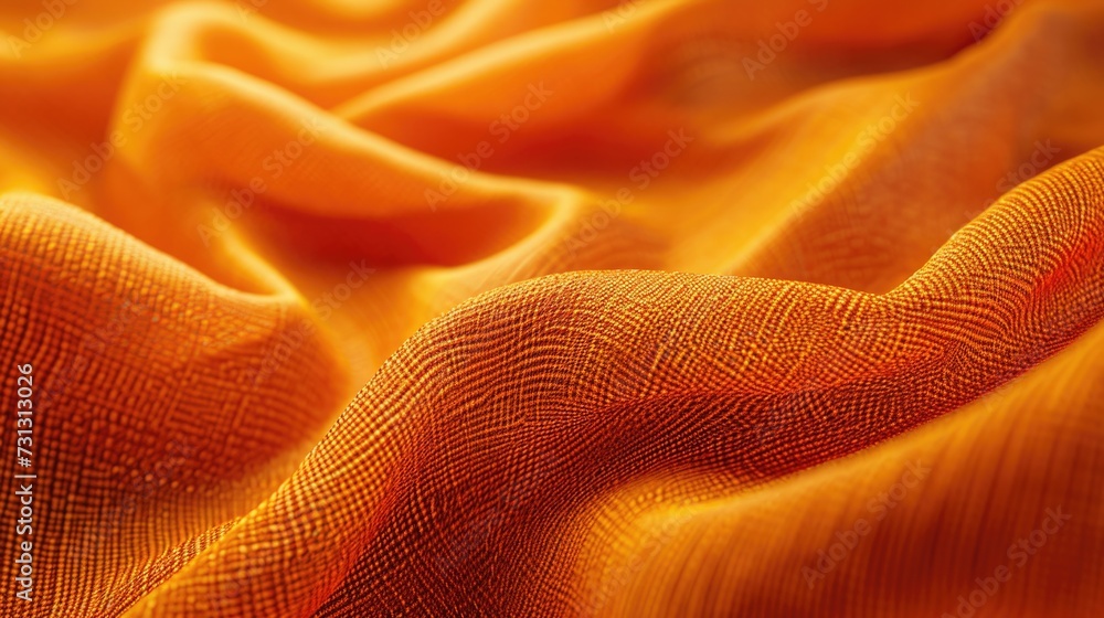 A zoomed-in shot of a fabric in a warm, hypothetical Sunset Orange, showcasing its texture and warm color, occupying the entire screen with its cozy, trendy aura A zoomed-in shot of a fabric in a warm, hypothetical Sunset Orange, showcasing its texture and warm color, occupying the entire screen with its cozy, trendy aura