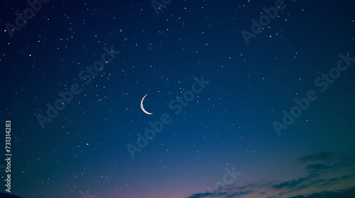 Sky night stars and moon  islamic night sunset