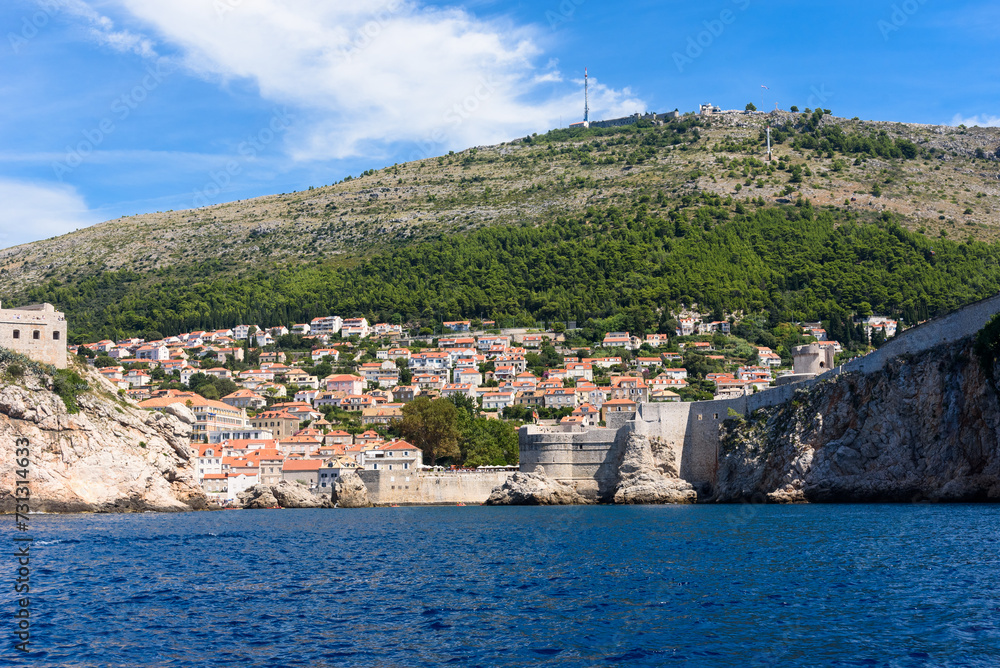 Dubrovnik, Croatia - August 03,2023: View of Dubrovnik from the sea