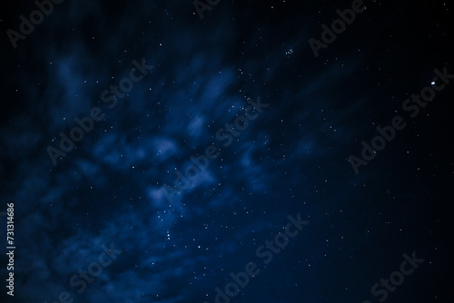 Night sky - Universe filled with stars. Stars in the night sky through the clouds