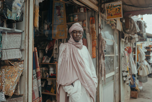 Man in Turban Standing in Front of Store