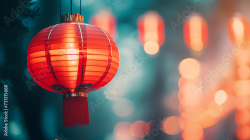 Red Chinese Lantern Hanging From String