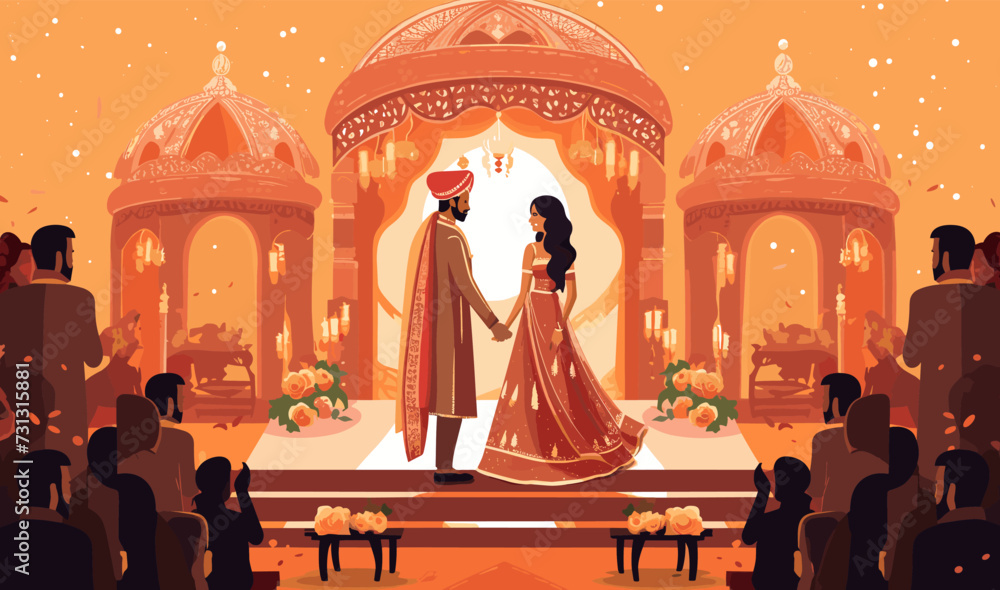 Indian Wedding vector flat minimalistic isolated vector style illustration