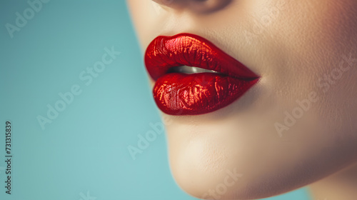 Woman With Red Lipstick on Her Lips