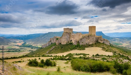 landscape with loarre castle in huesca aragon in spain photo